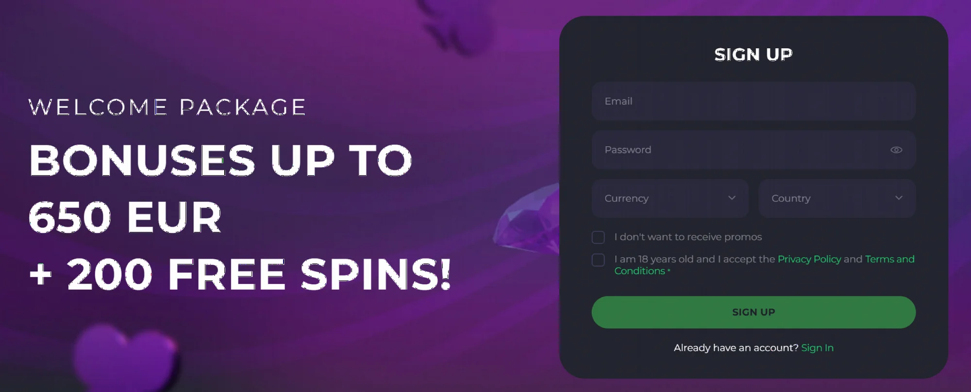 Spinago Casino Registration Form
